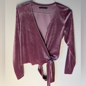 Abercrombie & Fitch Velvet Wrap Blouse in Mauve